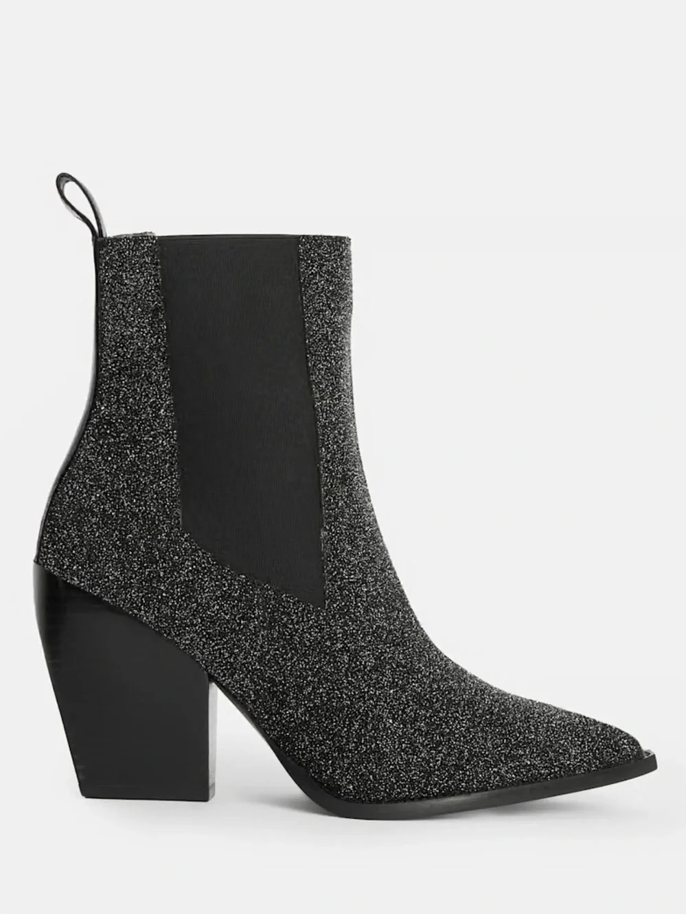 New All Saints Ria Sparkle Boot Glitter Wedge Heeled Chelsea Sz 10
